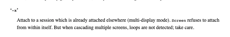 Screen -x documentation