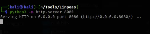 Python HTTP server hosting LinPEAS