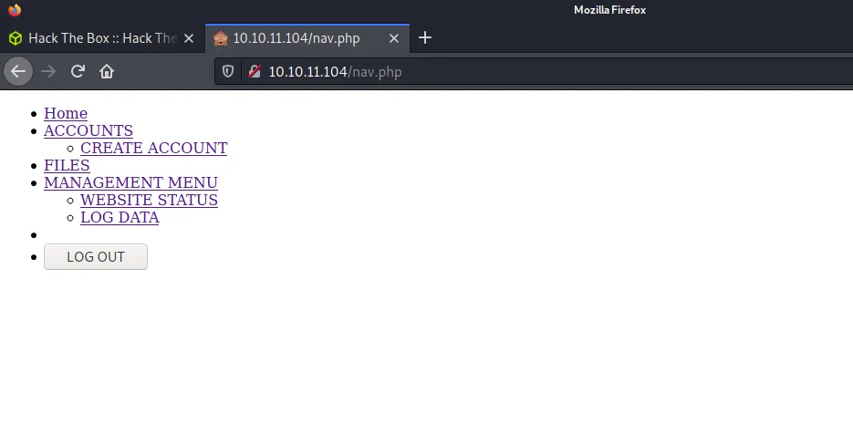 nav.php revealing site structure